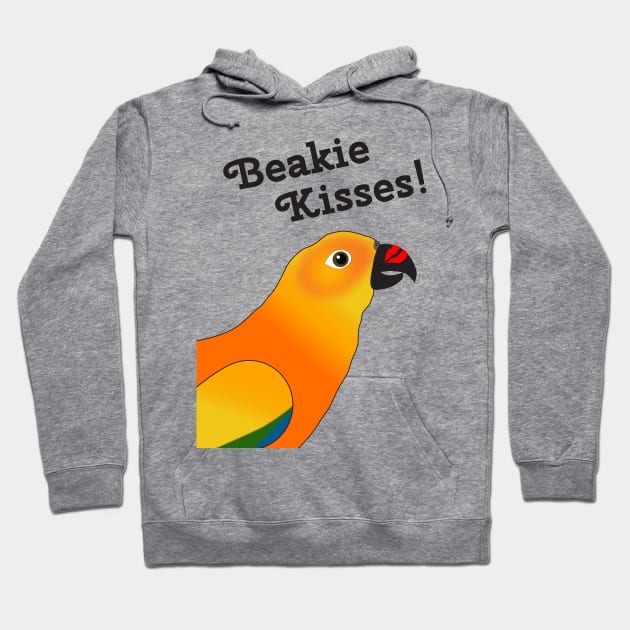 Beakie Kisses Sun Conure Parrot Cute Hoodie by Einstein Parrot